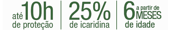 Até 10 horas de proteção 25% picaradina Pode ser usado em crianças com mais de 2 anos